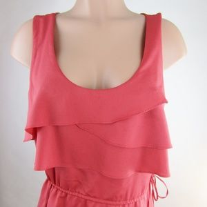 APT 9 Coral Dress sz L sleeveless layered ruffles